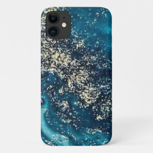Para iPhone 11 funda de mármol dorado azul Mate Barely There Appl