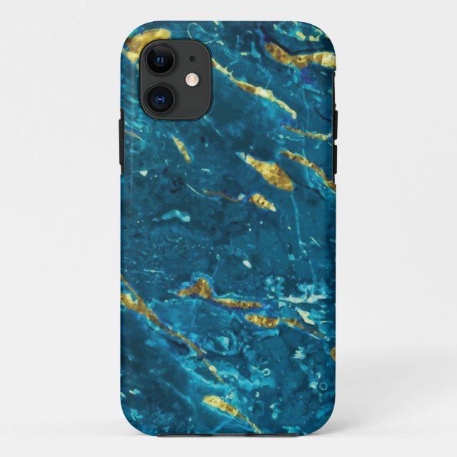 Case-Mate Para iPhone funda de mármol dorado azul Mate Tough Apple (Reverso)
