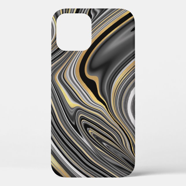 Case-Mate Para iPhone Funda de mármol líquido agate de plata negra dorad (Reverso )