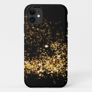 Para iPhone 11 Funda de mármol purpurina de oro negro Mate Tough 