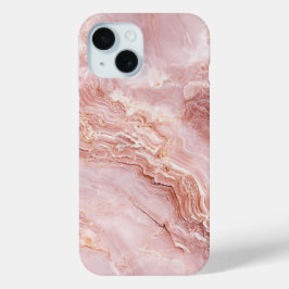 Para iPhone 15 Funda de mármol rosa con vetas intrincadas