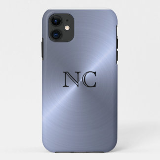 Funda de monograma de efecto plateado