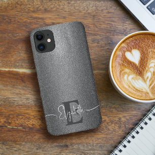 Para iPhone 11 Funda de Monograma Purpurina giratorio personaliza
