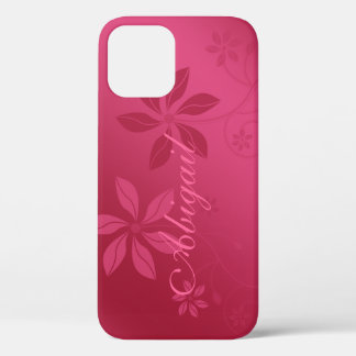Funda de nombre Floral personalizado de color rosa