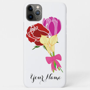 Para iPhone 11 Pro Max Funda de nombres. ramo de flores personalizado