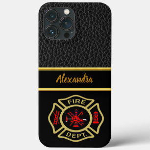 Para iPhone 13 Pro Max Funda de oro de insignia dorada y dorada del Depar