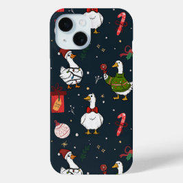 Para iPhone 15 Funda de patos navideños festivos
