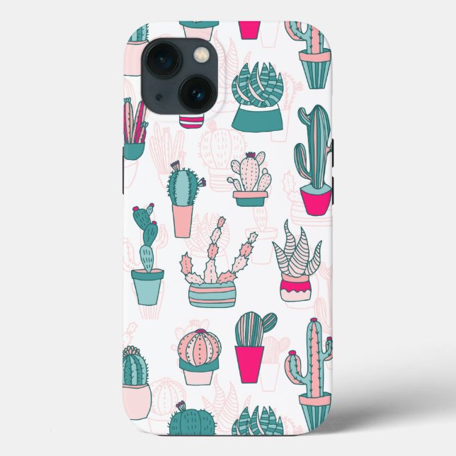 Case-Mate Para iPhone Funda de patrón Cactus-Mate Planta de casa rosada  (Reverso )