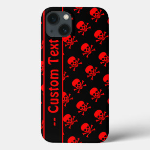 Para iPhone 13 Funda de patrón de cráneo negro y rojo con texto P