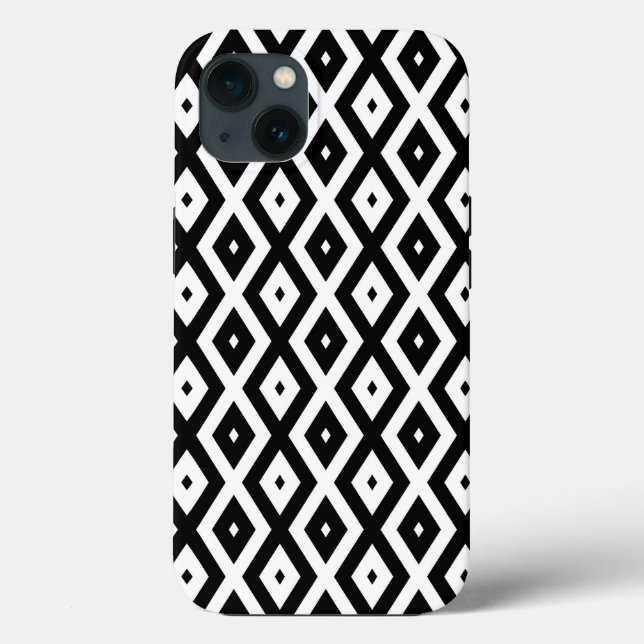 Case-Mate Para iPhone Funda de patrón de diamante blanco y negro-Mate iP (Reverso )