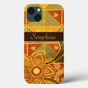 Para iPhone 13 Funda de patrón de flor amarillo de Moda Boho