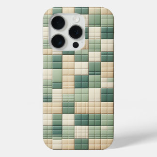 Para iPhone 15 Pro Funda de patrón de lujo - Verde salvia y cuadros b