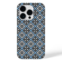 Funda de patrón estonio azul negro y blanco de mit