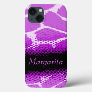 Para iPhone 13 Funda de patrones de animales gráficos morados neg