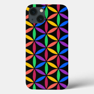 Para iPhone 13 Funda de patrones de vida de flor arcoiris Mate iP