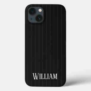 Para iPhone 13 Funda de pinstripes negras personalizadas Mate iPh
