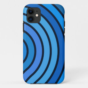 Para iPhone 11 Funda de resumen de curvas negras y azules