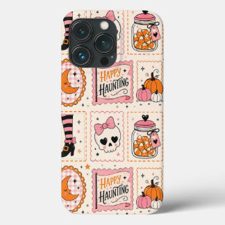 Para iPhone 13 Pro Funda de sello rosa de feliz caza
