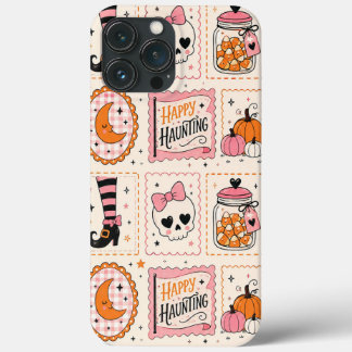 Para iPhone 13 Pro Max Funda de sello rosa de feliz caza