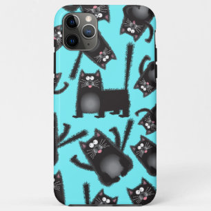 Para iPhone 11 Pro Max funda de tapa de celular de gato negro gordo