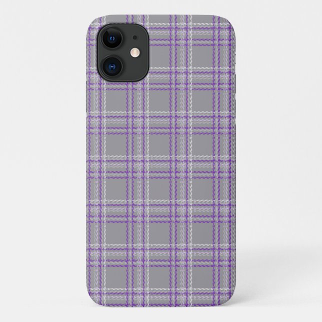 Case-Mate Para iPhone Funda de tartán clásica. Gris, lila (Reverso)