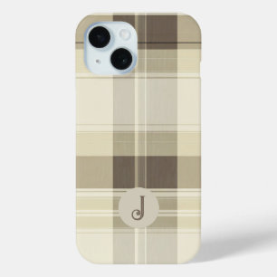 Para iPhone 15 Funda de teléfono a cuadros beige y marrón persona