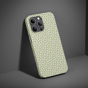 Para iPhone 13 Pro Max Funda de teléfono a cuadros verdes florales, regal