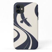 Funda de teléfono azul marino minimalista de pájar