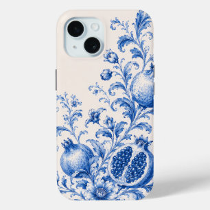 Para iPhone 15 Funda de teléfono botánica Granada Azul