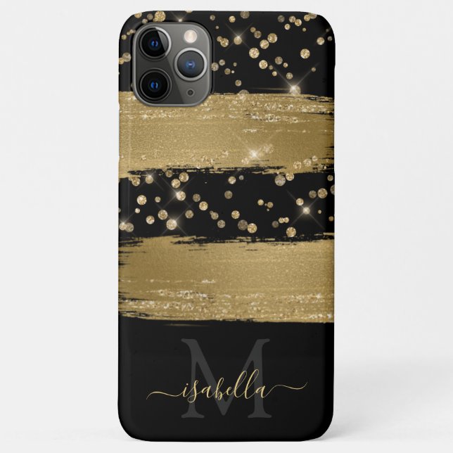 Case-Mate Para iPhone Funda de teléfono celular monogramada negro oro (Reverso)