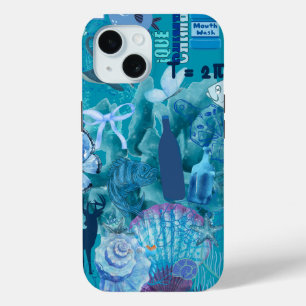 Para iPhone 15 Funda de teléfono Collage Océano Azul