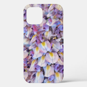 Para iPhone 12 Funda de teléfono con arte de flores de glicina pú