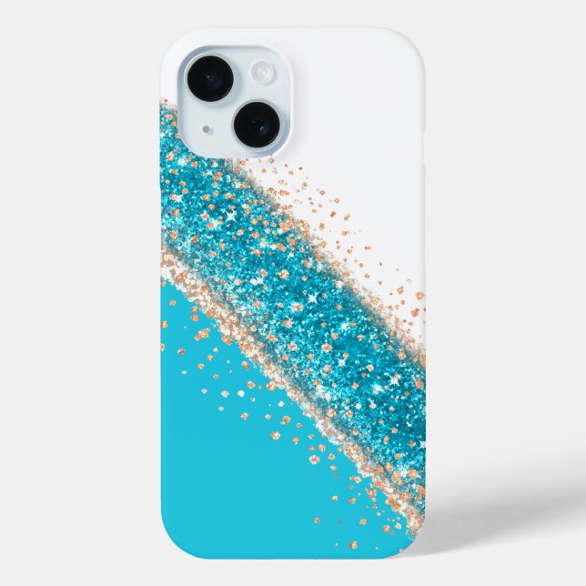 Case-Mate Para iPhone Funda de teléfono con brillo azul turquesa deslumb (Reverso )