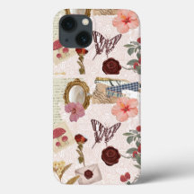 Funda de teléfono con collage botánico Cottagecore