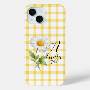 Para iPhone 15 Funda de teléfono con flor de nacimiento de margar