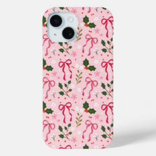 Para iPhone 15 Funda de teléfono con lazo rosa festivo