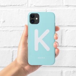 Para iPhone 11 Funda de teléfono con monograma azul cielo