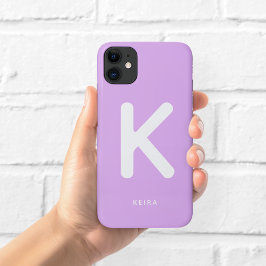 Para iPhone 11 Funda de teléfono con monograma de color púrpura l