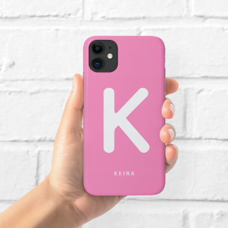 Para iPhone 11 Funda de teléfono con monograma de color rosa chic
