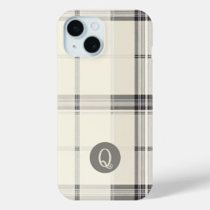 Para iPhone 15 Funda de teléfono con monograma de cuadros clásico