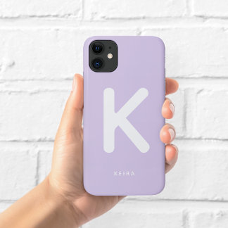 Para iPhone 11 Funda de teléfono con monograma de lavanda