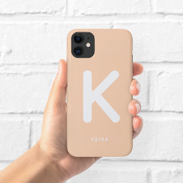 Para iPhone 11 Funda de teléfono con monograma de melocotón