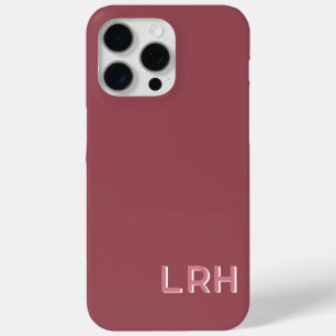 Para iPhone 15 Pro Max Funda de teléfono con monograma de rocas rojas ton