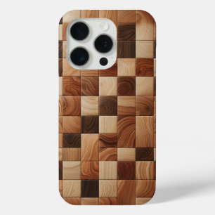 Para iPhone 15 Pro Funda de teléfono con mosaico de madera natural ar