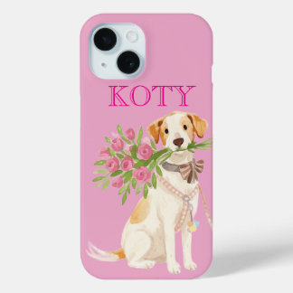 Para iPhone 15 Funda de teléfono con nombre de perro personalizad