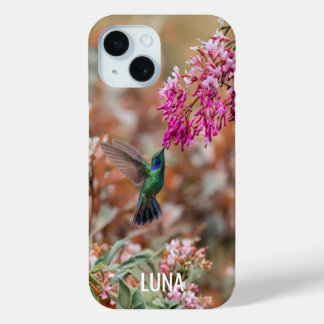 Para iPhone 15 Funda de teléfono con nombre personalizado de flor