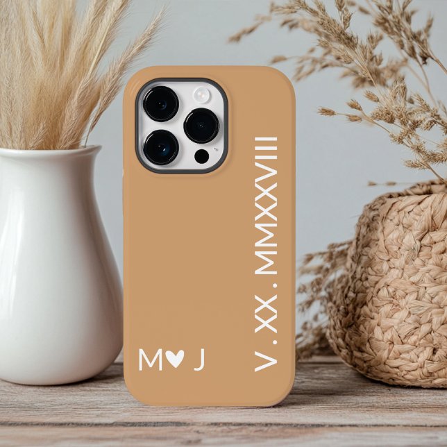 Case-Mate Para iPhone Funda de teléfono con números romanos personalizad (roman numeral phone case, personalized anniversary gift, custom iPhone case for couples, )