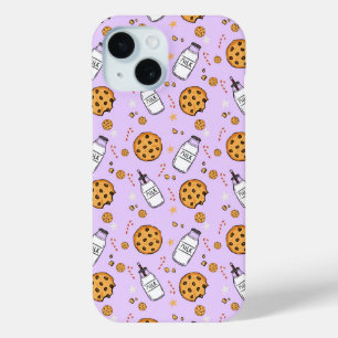 Para iPhone 15 Funda de teléfono con patrón adorable de leche y g