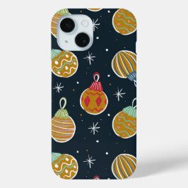 Para iPhone 15 Funda de teléfono con patrón de adorno navideño re
