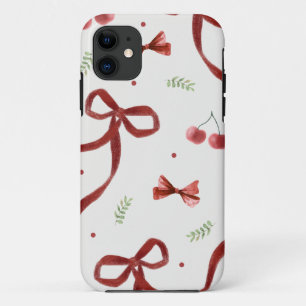 Para iPhone 11 Funda de teléfono con patrón de cereza linda y cin